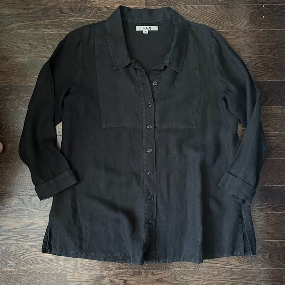 FLAX Black Linen Shirt or Jacket-Size Medium/Large - Picture 1 of 7